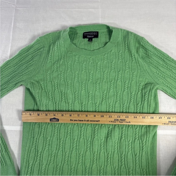 Banana Republic Filpucci Cable Knit Sweater Womens Lg Green Italian Wool Blend - Picture 9 of 12
